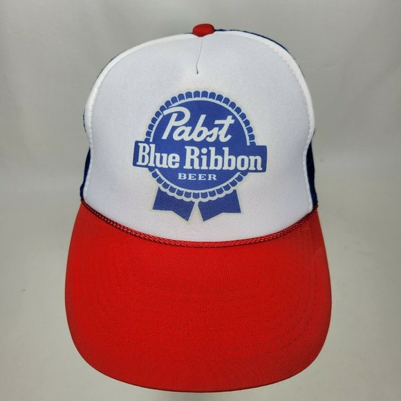 Vintage Pabst Blue Ribbon PBR Snapback Hat Red White Blue Foam Rope Nissun Cap - Picture 2 of 9